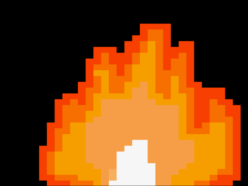 a pixelated flame